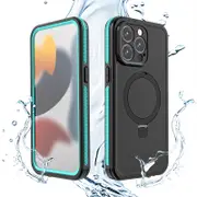 Nevenka TB Waterproof Case for iPhone 15 Pro Max case Magnetic Cover Ring Stand Full Body Protective-Grass Blue