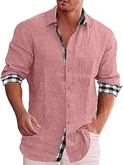 [Generic] Long Sleeve Shirt Men Daily Shirt Long Long Sleeve Hippie Casual Beach T Shirts with Button Blouse Colorful Shirts Men