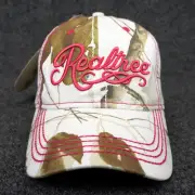 Realtree Womens Baseball Cap Hat White Pink APS Camo Embroidered Hunting Adj