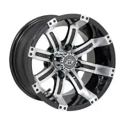 Golf Cart GTW 12x7 Machined Black Tempest Wheel | 3:4 Offset 4/4 Pattern