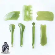 7-Piece Gua Sha Massage Tool Set, Natural Resin, Face, Eyes, Head, Neck, Back, Scraping Therapy, Massage Wand