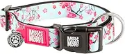 Max & Molly Urban Pets Smart ID Dog Collar - Soft Neoprene, Waterproof, Machine Washable, Power Buckle, Gotcha! QR Tag & Custom App Profile, Cherry Bloom M