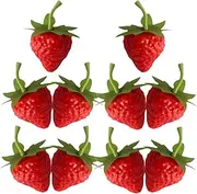 HIAKDOFT 10pcs Lifelike Strawberries Artificial Fruits Decor Model PVC Strawberry Decor