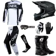 O'Neal Element White motocross gear Jersey Pants Gloves Boots Helmet Set