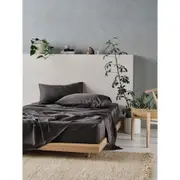 Linen House Tencel 375TC Natural Sheen Bed Sheet w/ Pillowcase Set - Charcoal