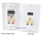 HDMI & 2-RCA + F-Connector A/V Wall-Plate, White WP-H43