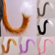 80CM Girls Lolita Cosplay Plush Cat Ears Cat Tail Furry Tail Anime Black