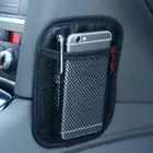 1Pc Car Mesh Net Storage Bag Phone Holder Organizer Pouch Bag Accessories Black