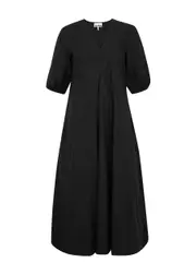 Ganni Cotton-poplin Midi Dress - Black - 38 (UK10 / S) 38 (UK10 / S)