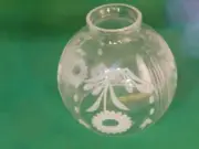 Clear Flower Etched Globe Glass Lamp Shade-Angelo Brothers Company--#81010