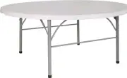 72'' Round Bi Fold Granite White Plastic Folding Table - Banquet Table