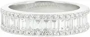 [HEARTS AND YOU] 5.6ct Emerald Cut Moissanite Wedding Ring Band Half Eternity White Gold Plated