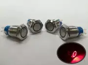 4 of MARINE BOAT SS304 RED LED 12V 5A FLUSH LIGHT ON-OFF PUSH SWITCH RING BUTTON