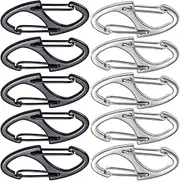 Alpinleux 10 Pcs Zipper Clips Anti Theft Deterrent, Dual Opening Zippers Pull Replacement, Zipper Locks for Backpacks, Camping, Suitcases (Silver+Black)
