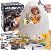 Jumbo Dino Egg Dig Kit, Dinosaur Eggs Toys with 12 Different Dinosaur Toys, Dinosaur Educational Toys for 5 Kids with 6 Digging Tools, STEM Dino Excavation for Boys & Girls Age 6 and up Birthday Gift