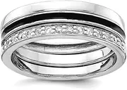 [JewelryWeb] 925 Sterling Silver Polished Solid Back Rhodium Plated Enameled With CZ Simulated Diamond Ring Set Band Style-Ring for Women