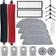 19 Pcs Accessories Kit for Xiaomi Roborock S8 MaxV Ultra/S8 MaxV Docking,1 Pair Roller Brush,2 Hepa Filter, 4 Side Brush, 4 Flat Mop Cloth,2 Circle Mop Pads,4 Dust Bags,1 Cleaning Tool