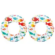 2PK Intex 51cm Lively Print Assorted Kids Inflatable Ride-On Pool Floats 3y+