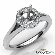 Halo Pave Set Semi Mount Split Shank Round Diamond Engagement Ring 0.20Ctw.
