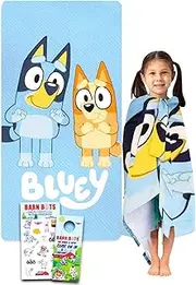 Disney Bluey Beach Towel for Kids - Bundle with 27" x 54" Bluey Microfiber Pool Towel Plus Stickers, More | Bluey Beach Towel Set for Boys, Girls