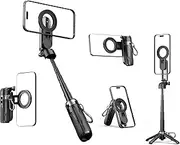 ZLOS 3-in-1 Magnetic Selfie Stick Tripod, Extendable & Foldable with Strong Magnetic Power, Wide Compatibility for iPhone 16/15/14/13/12 Series and Android.
