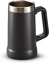 KooK Beer Stein, Stainless Steel Coffee Mug, Tumbler with Thermal Vacuum Insulation, Double Walled Drinking Cup, Large Handle, Shatterproof, Storm Grey, 23.7 oz, KM1BS23G
