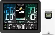 SOULONG Multi-Function Weather Station Smart Color Screen Clock with Temperature Humidity Barometric Pressure Moon Phase Forecast Alarm Clock for Indoor Outdoor Home Office Wall Stand
