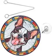 Generic 1 Set Acrylic Dog Pendant Sun Catcher Decorative Wall Hanging Decor Easy to Install with Chain Sucker Hook for Spaces for Festivals Parties