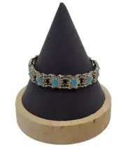 Women's Floral Bracelet Hamsa Dangle Aqua Silver Tone Fashion Jewelry Unbranded
