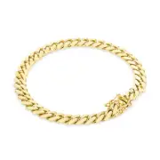 10K Yellow Gold Solid Mens 7mm Miami Cuban Link Chain Bracelet Box Clasp 7.5"