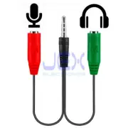 4 Pole 3.5mm Male Jack to Twin Mic & Audio Female Jack Splitter Headset Adapter