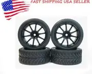 4pcs 1/10 on road Rubber Tires &12mm hex Wheels Rims Set For RC Car Touring 1:10