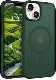 ROUMAYMAY Case for iPhone 14 Plus, Strong Magnetic [Compatible with MagSafe] Military Grade Protective Slim Translucent Matte Skin Smooth Phone Case for iPhone 14 Plus Cover, Green