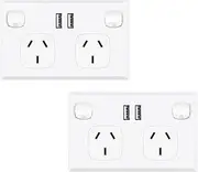 Double Power Point GPO Fast Charging 5V 3.6Amp Two Wall Outlet 10A with 2 USB A Port Charge Socket Power Point with Type USB A Ports SAA, RCM (2)