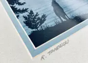 R. Tandecki Wolf Howl Art 8x10" Boat Pirate Ship Blue Night Sky Stars Dogs Water
