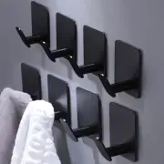 DELITON 8 Pack Adhesive Towel Hooks - Bathroom Hooks/Wall Black-8