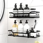 Shower Caddy Large - 2 Pack Adhesive Shower Organizer, Stainless Steel Shower Shelf for Inside Shower, No Drill Bathroom Organizers and Storage, Home Decor Accessories,Black