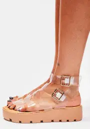 Nude Ready For The Chase Platform Sandals