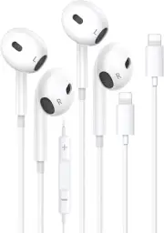 2 Pack Wired Earbuds for Iphone W/ Mic & Volume Control, Hifi Stereo