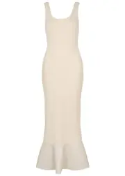 Nanushka Talulla Ribbed Cotton Maxi Dress - Cream - S (UK8-10 / S) S (UK8-10 / S)
