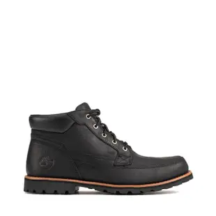 【Timberland】男款黑色全粒面皮革中筒靴(A6581015)