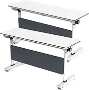 YVYKFZD Folding Conference Table, Mobile Flip Top Conference Room Table, Rectangular Training Table with Locking Wheels, Rolling Seminar Meeting Table, Easy Assembly(2PCS,47.2"x15.7"x29.5")