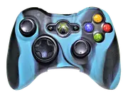 Silicone Cover For XBOX 360 Controller Skin Case Black/Aqua Swirls