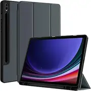 [ProtUTab] Case for Samsung Tab S9 11 Inch 2023 with S Pen Holder, Auto Wake/Sleep Trifold Stand Case for Samsung Galaxy Tab S9, Slim Multi-Angle Viewing Protective Case, Grey