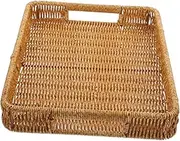 CIYODO Simulation Rattan Tray Versatile Food Serving and Sundries Organizing Basket Elegant Woven Design for Home Decor Kitchen and Parties for Snacks and Makeup Storage