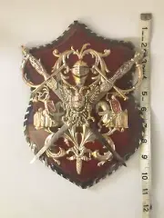 Vintage Medieval Coat of Arms Sword Plaque Crest Wall Hanging Spain CC