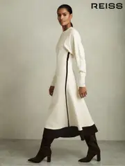 Reiss Ivory Caprice Wool-Blend Hybrid Knitted Midi Dress (AD6380) | $610