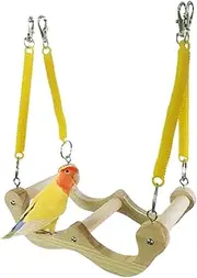 Parrot Swing | Wooden Spring Swing Toys for Parakeet | Cockatoo Hammock, Bird Foraging Activity, Cockatiel Chewing Game for Budgerigar Conure