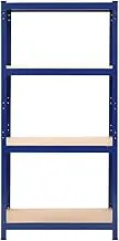 4-Tier Storage Shelf for Home & Office - Blue Steel & Engineered Wood, Space-Saving Organizer for Bedroom, Kitchen, Garage - Sturdy & Modern Design