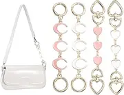 uxcell Bag Extender Chain, 4 Pcs Purse Strap Extenders Heart Moon Shape Chain Purse Making Supplies for Replacement Handbag Shoulder Bag Wallet Decoration, White/Pink